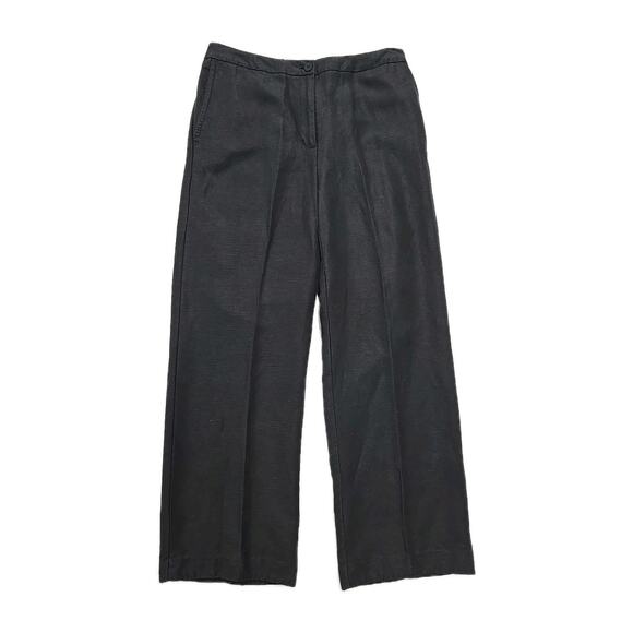 EILEEN FISHER Hemp Organic Cotton Wide Leg Pants Black Elastic Back Lagenlook M